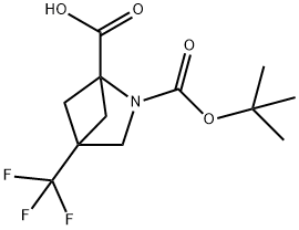 2-(叔丁氧基羰基)-4-(三氟甲基)-2-氮杂双环[2.1.1]己烷-1-羧酸, 1993323-08-2, 结构式