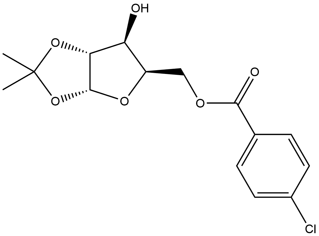 α-D-Xylofuranose, 1,2-O-(1-methylethylidene)-, 5-(4-chlorobenzoate) Structure