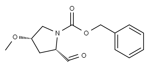 1-Pyrrolidinecarboxylic acid, 2-formyl-4-methoxy-, phenylmethyl ester, (2S,4S)- Struktur