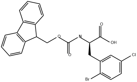 FMOC-2-溴-5-氯-D-PHE-OH, 2002540-59-0, 结构式