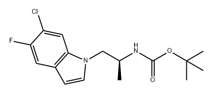 Carbamic acid, N-[(1S)-2-(6-chloro-5-fluoro-1H-indol-1-yl)-1-methylethyl]-, 1,1-dimethylethyl ester Struktur