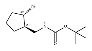 Carbamic acid, N-[[(1R,2S)-2-hydroxycyclopentyl]methyl]-, 1,1-dimethylethyl ester, rel- Structure
