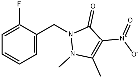 2-(2-Fluorobenzyl)-1,5-dimethyl-4-nitro-1h-pyrazol-3(2h)-one 结构式