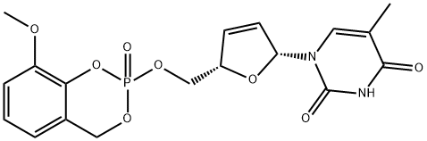 Thymidine, 2',3'-didehydro-3'-deoxy-5'-O-(8-methoxy-2-oxido-4H-1,3,2-benzodioxaphosphorin-2-yl)- (9CI) Structure