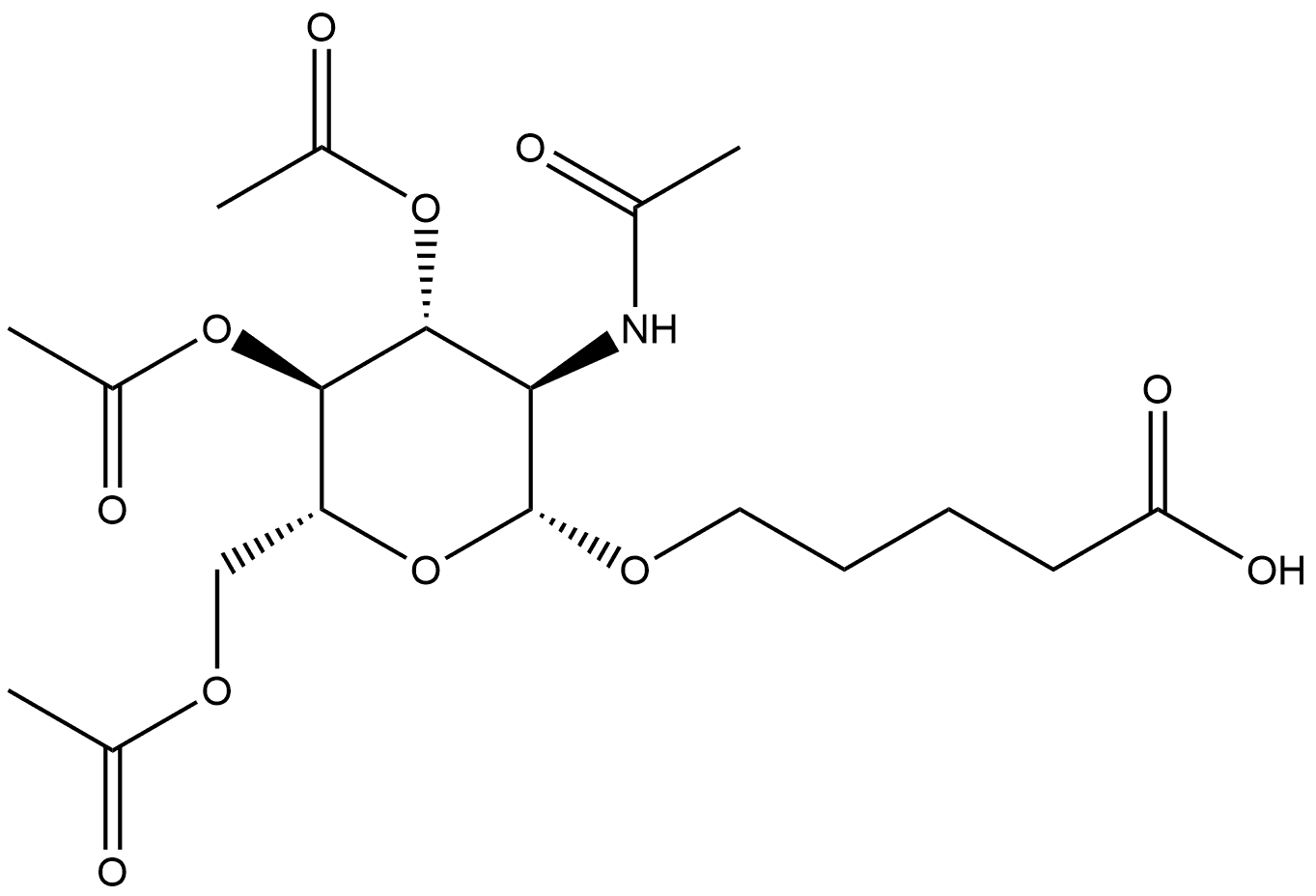 Pentanoic acid, 5-[[3,4,6-tri-O-acetyl-2-(acetylamino)-2-deoxy-β-D-glucopyranosyl]oxy]- Structure