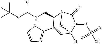 Sulfuric acid, mono[(2S,5S)-2-[[[(1,1-dimethy
lethoxy)carbonyl]amino]methyl]-3-(2-
oxazolyl)-7-oxo-1,6-diazabicyclo[3.2.1]oct-3-
en-6-yl] ester Structure