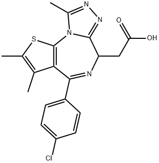 4-(4-氯苯基)-2,3,9-三甲基-6H-噻吩并[3,2-F][1,2,4]噻唑并[4,3-A][1,4]二氮杂卓-6-乙酸, 202592-28-7, 结构式