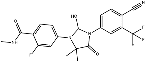 Benzamide, 4-[3-[4-cyano-3-(trifluoromethyl)phenyl]-2-hydroxy-5,5-dimethyl-4-oxo-1-imidazolidinyl]-2-fluoro-N-methyl- Structure