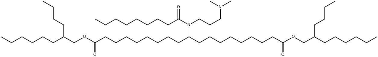 Nonadecanedioic acid, 10-[[3-(dimethylamino)propyl](1-oxononyl)amino]-, 1,19-bis(2-butyloctyl) ester Struktur