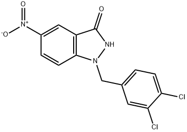 3H-Indazol-3-one, 1-[(3,4-dichlorophenyl)methyl]-1,2-dihydro-5-nitro- 化学構造式