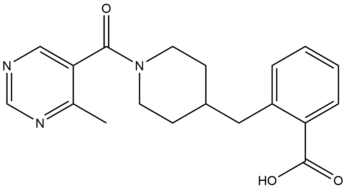 2-[[1-[(4-Methyl-5-pyrimidinyl)carbonyl]-4-piperidinyl]methyl]benzoic acid Structure