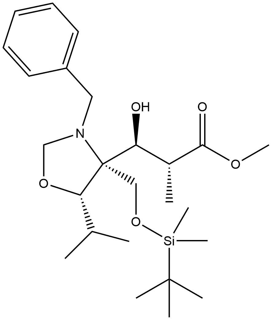 4-Oxazolidinepropanoic acid, 4-[[[(1,1-dimethylethyl)dimethylsilyl]oxy]methyl]-β-hydroxy-α-methyl-5-(1-methylethyl)-3-(phenylmethyl)-, methyl ester, (αR,βS,4S,5S)-