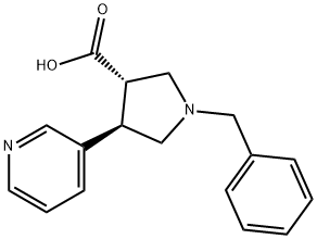 3-Pyrrolidinecarboxylic acid, 1-(phenylmethyl)-4-(3-pyridinyl)-, (3S,4R)- Struktur