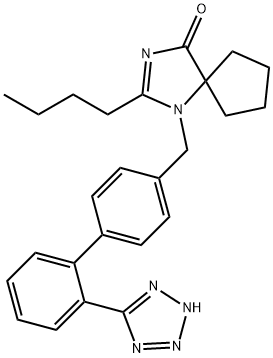 1,3-Diazaspiro[4.4]non-2-en-4-one, 2-butyl-1-[[2'-(2H-tetrazol-5-yl)[1,1'-biphenyl]-4-yl]methyl]- Struktur