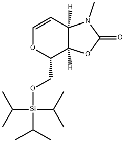2H-Pyrano[4,3-d]oxazol-2-one, 1,3a,4,7a-tetrahydro-1-methyl-4-[[[tris(1-methylethyl)silyl]oxy]methyl]-, (3aR,4S,7aR) Struktur