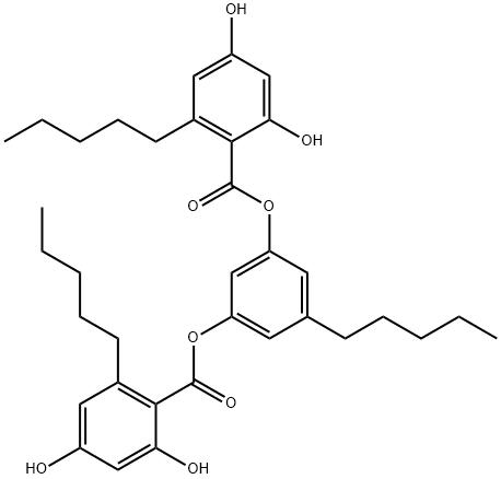 Benzoic acid, 2,4-dihydroxy-6-pentyl-, 5-pentyl-1,3-phenylene ester (9CI) Structure