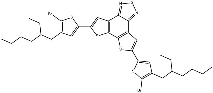 Dithieno[3,2-e:2',3'-g]-2,1,3-benzothiadiazole, 5,8-bis[5-bromo-4-(2-ethylhexyl)-2-thienyl]- 结构式