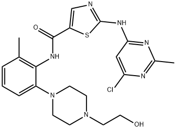 5-Thiazolecarboxamide, 2-[(6-chloro-2-methyl-4-pyrimidinyl)amino]-N-[2-[4-(2-hydroxyethyl)-1-piperazinyl]-6-methylphenyl]- Struktur