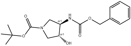 Trans-Tert-Butyl 3-(((Benzyloxy)Carbonyl)Amino)-4-Hydroxypyrrolidine-1-Carboxylate(WX641019) Struktur