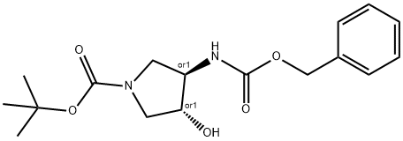 Trans-Tert-Butyl 3-(((Benzyloxy)Carbonyl)Amino)-4-Hydroxypyrrolidine-1-Carboxylate(WX641019) 结构式