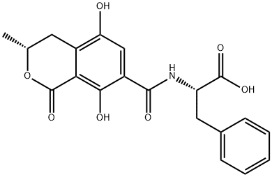 L-Phenylalanine, N-[[(3R)-3,4-dihydro-5,8-dihydroxy-3-methyl-1-oxo-1H-2-benzopyran-7-yl]carbonyl]- Structure