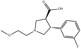 3-Pyrrolidinecarboxylic acid, 4-(3-fluorophenyl)-1-(2-methoxyethyl)-, (3S,4R)-,2055114-58-2,结构式
