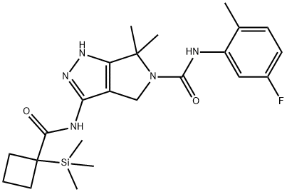 Pyrrolo[3,4-c]pyrazole-5(1H)-carboxamide, N-(5-fluoro-2-methylphenyl)-4,6-dihydro-6,6-dimethyl-3-[[[1-(trimethylsilyl)cyclobutyl]carbonyl]amino]- Structure
