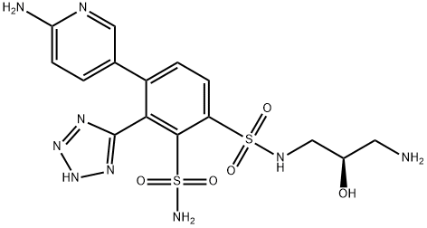 1,2-Benzenedisulfonamide, N1-[(2R)-3-amino-2-hydroxypropyl]-4-(6-amino-3-pyridinyl)-3-(2H-tetrazol-5-yl)- Structure
