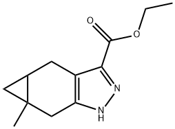 Cycloprop[f]indazole-3-carboxylic acid, 1,4,4a,5,5a,6-hexahydro-5a-methyl-, ethyl ester Struktur
