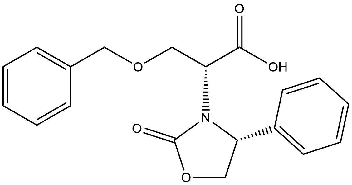 3-Oxazolidineacetic acid, 2-oxo-4-phenyl-α-[(phenylmethoxy)methyl]-, (αR,4R)- Structure