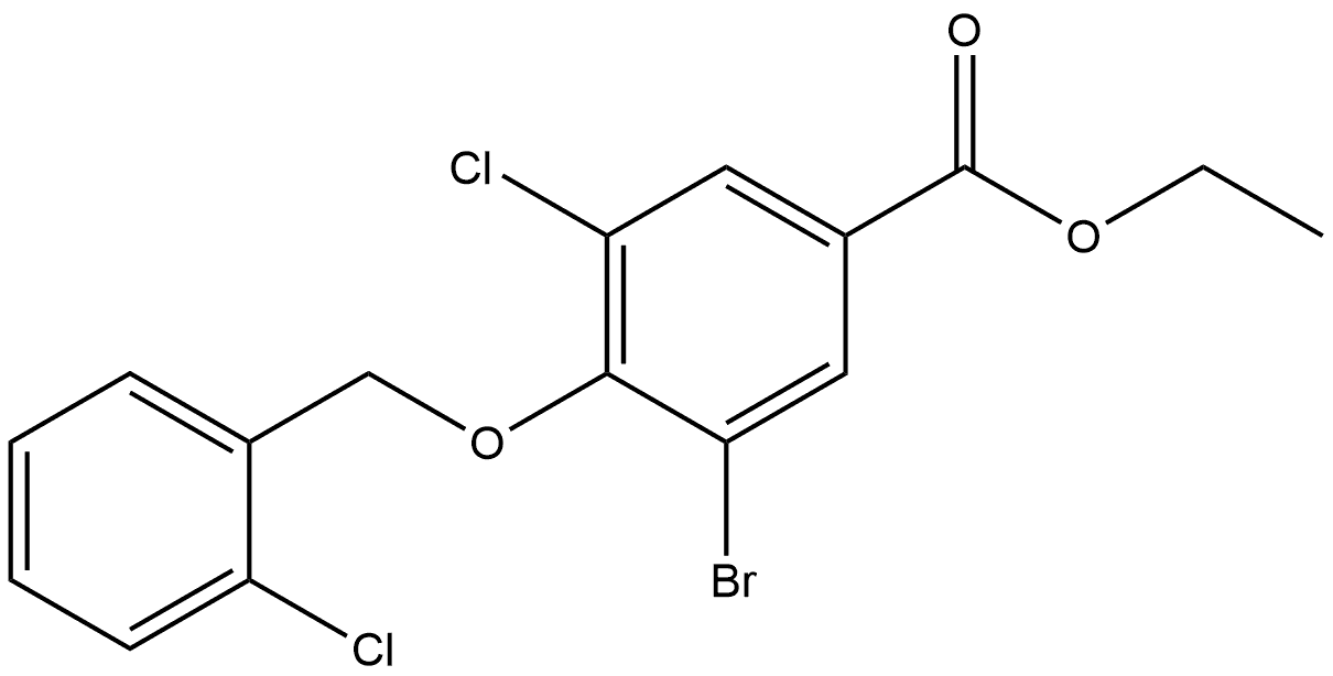 Ethyl 3-bromo-5-chloro-4-[(2-chlorophenyl)methoxy]benzoate 结构式