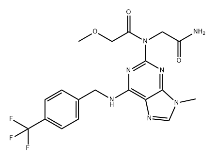 Acetamide, N-(2-amino-2-oxoethyl)-2-methoxy-N-[9-methyl-6-[[[4-(trifluoromethyl)phenyl]methyl]amino]-9H-purin-2-yl]- Structure