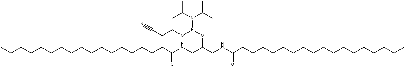 Phosphoramidous acid, N,N-bis(1-methylethyl)-, 2-cyanoethyl 2-[(1-oxooctadecyl)amino]-1-[[(1-oxooctadecyl)amino]methyl]ethyl ester 结构式