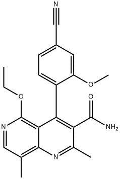 1,6-Naphthyridine-3-carboxamide, 4-(4-cyano-2-methoxyphenyl)-5-ethoxy-2,8-dimethyl- Structure