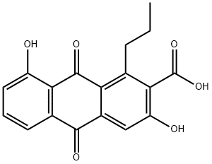 2-Anthracenecarboxylic acid, 9,10-dihydro-3,8-dihydroxy-9,10-dioxo-1-propyl- Structure