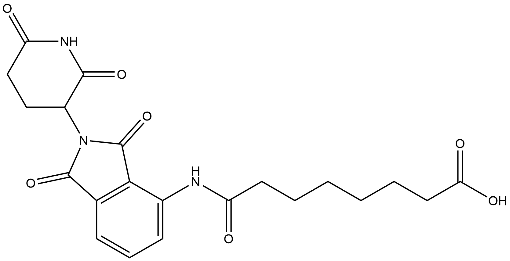 8-[[2-(2,6-Dioxo-3-piperidinyl)-2,3-dihydro-1,3-dioxo-1H-isoindol-4-yl]amino]-8-oxooctanoic acid Struktur