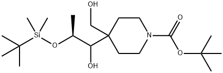 1-Piperidinecarboxylic acid, 4-[(2S)-2-[[(1,1-dimethylethyl)dimethylsilyl]oxy]-1-hydroxypropyl]-4-(hydroxymethyl)-, 1,1-dimethylethyl ester Structure