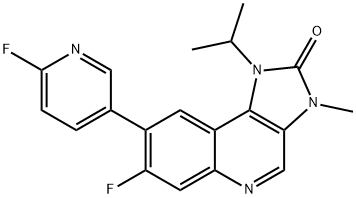 2H-Imidazo[4,5-c]quinolin-2-one, 7-fluoro-8-(6-fluoro-3-pyridinyl)-1,3-dihydro-3-methyl-1-(1-methylethyl)-,2089288-26-4,结构式