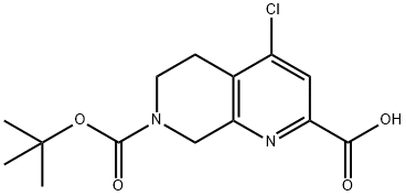7-(叔丁氧羰基)-4-氯-5,6,7,8-四氢-1,7-萘啶-2-羧酸 结构式
