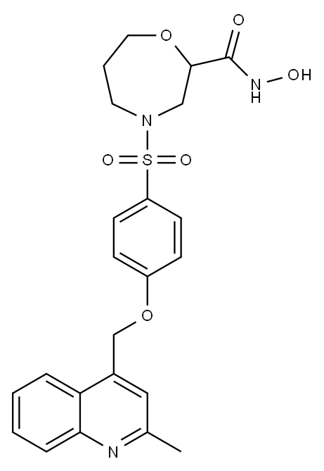 1,4-Oxazepine-2-carboxamide, hexahydro-N-hydroxy-4-[[4-[(2-methyl-4-quinolinyl)methoxy]phenyl]sulfonyl]- 结构式