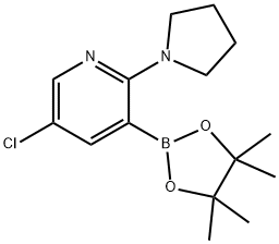 5-氯-2-(吡咯烷-1-基)-3-(4,4,5,5-四甲基-1,3,2-二氧硼杂环戊烷-2-基)吡啶 结构式