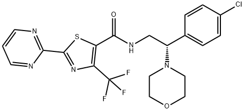 5-Thiazolecarboxamide, N-[(2S)-2-(4-chlorophenyl)-2-(4-morpholinyl)ethyl]-2-(2-pyrimidinyl)-4-(trifluoromethyl)- Structure