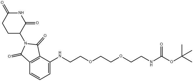 Carbamic acid, N-[2-[2-[2-[[2-(2,6-dioxo-3-piperidinyl)-2,3-dihydro-1,3-dioxo-1H-isoindol-4-yl]amino]ethoxy]ethoxy]ethyl]-, 1,1-dimethylethyl ester Structure