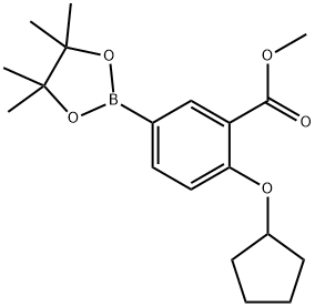Benzoic acid, 2-(cyclopentyloxy)-5-(4,4,5,5-tetramethyl-1,3,2-dioxaborolan-2-yl)-, methyl ester Structure