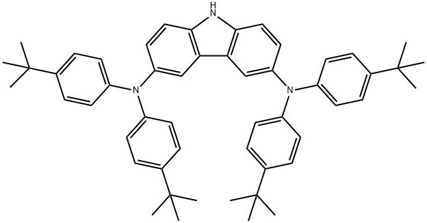 9H-Carbazole-3,6-diamine, N3,N3,N6,N6-tetrakis[4-(1,1-dimethylethyl)phenyl]-|N、 N,N',N'-四(4-叔丁基苯基)-9H-咔唑-3,6-二胺