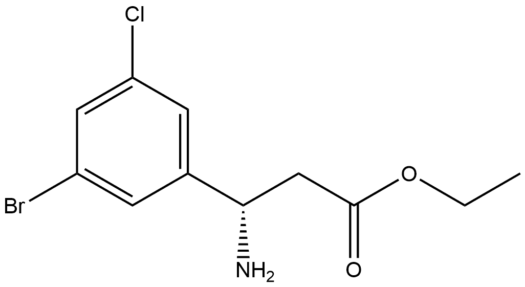 Benzenepropanoic acid, β-amino-3-bromo-5-chloro-, ethyl ester, (βS)- Structure