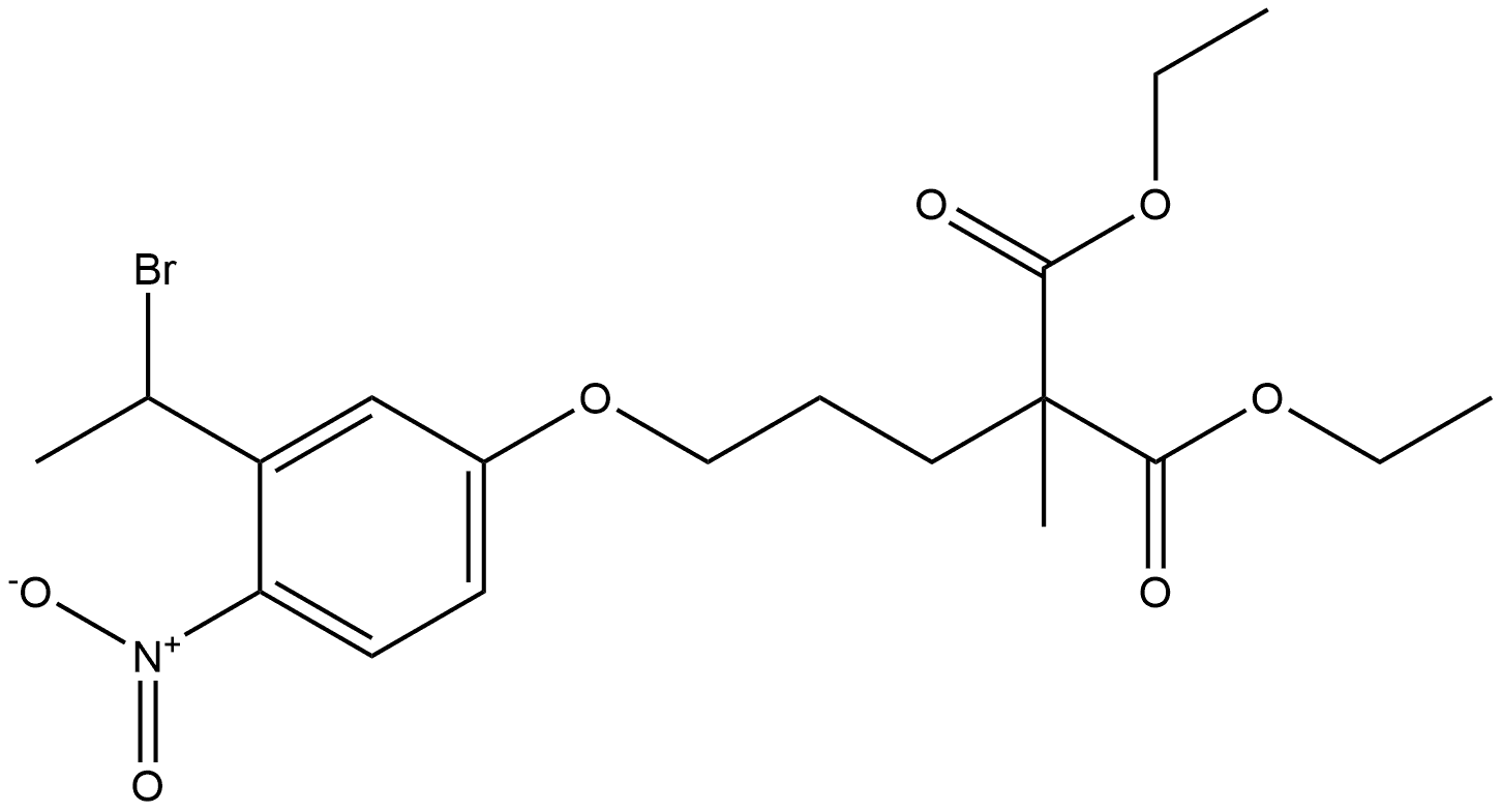 2-(3-(3-(1-溴乙基)-4-硝基苯氧基)丙基)-2-甲基丙二酸二乙酯, 2108735-27-7, 结构式