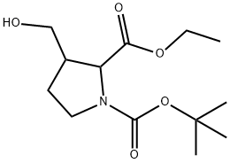 3-(羟甲基)-1,2-吡咯烷二羧酸1-(1,1-二甲基乙基)2-乙酯,2112268-36-5,结构式