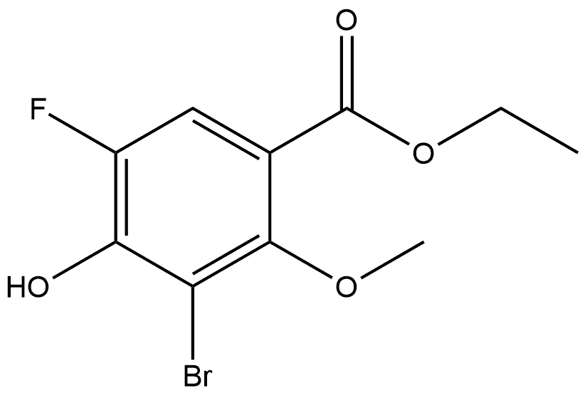 Ethyl 3-bromo-5-fluoro-4-hydroxy-2-methoxybenzoate 结构式