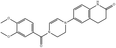 2(1H)-Quinolinone, 6-[4-(3,4-dimethoxybenzoyl)-3,4-dihydro-1(2H)-pyrazinyl]-3,4-dihydro- Structure